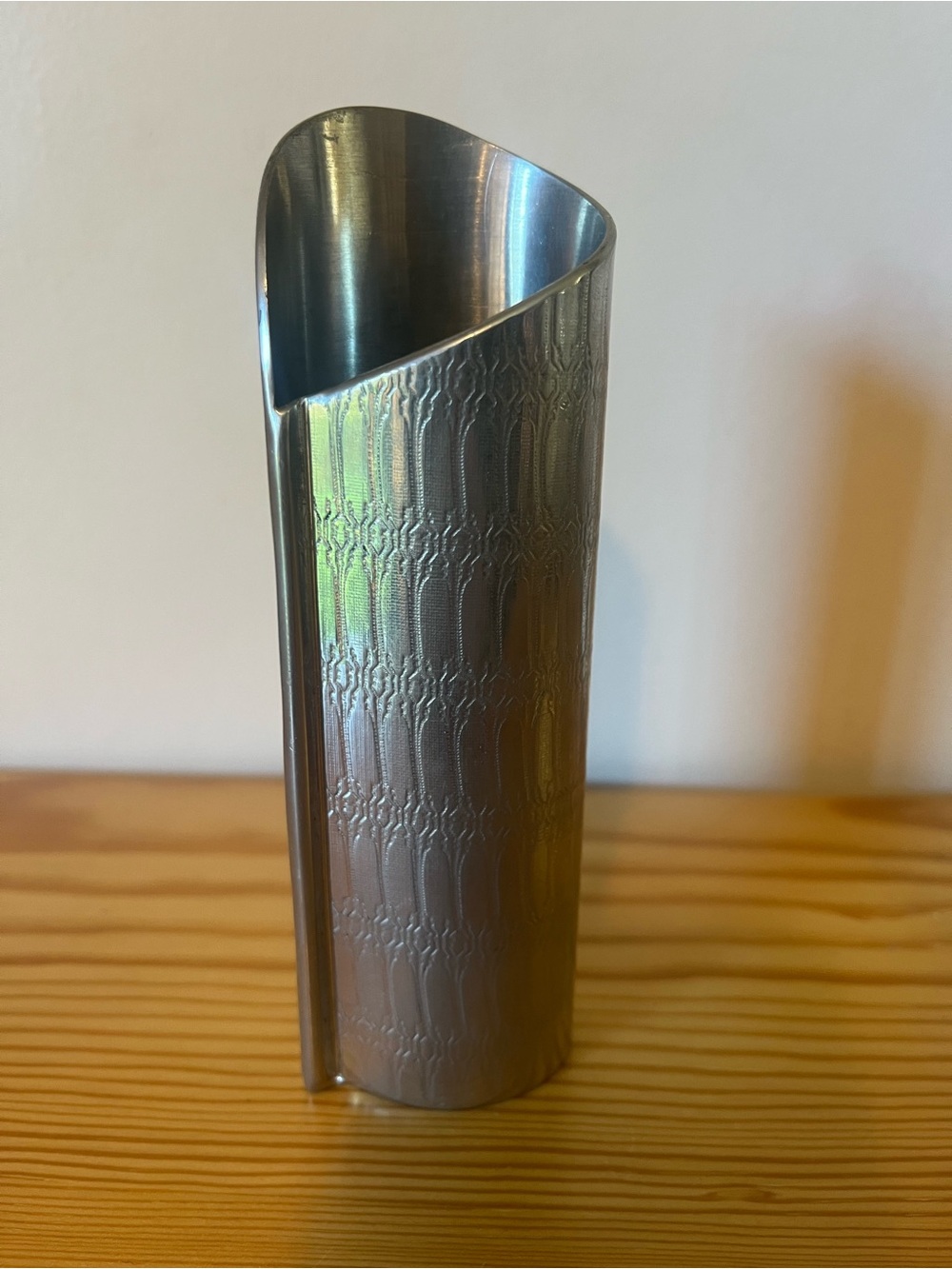 Vintage Atelier Bernard Chaudron Canada Pewter Slanted Bud Vase 5.5" Textured
